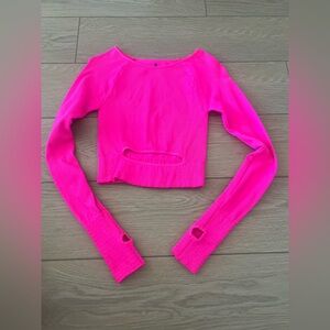 Free people movement cut it out long sleeved top hot pink